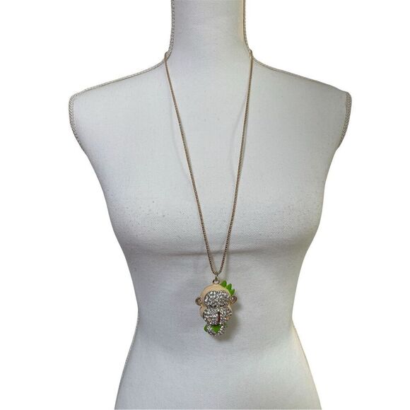 Betsey Johnson Rhinestone Large Monkey Face Rare Necklace Pendant - Picture 3 of 9